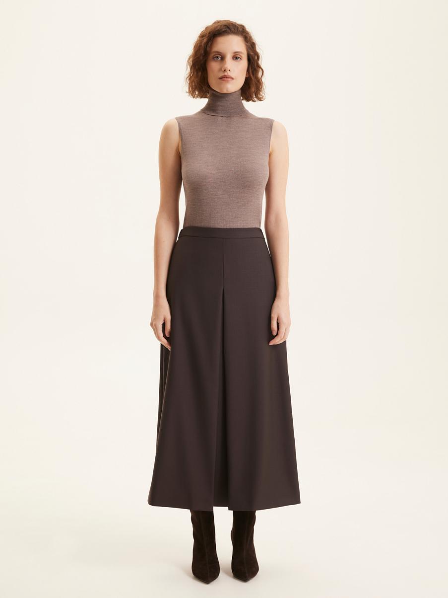 Юбка миди из шерсти со складкой