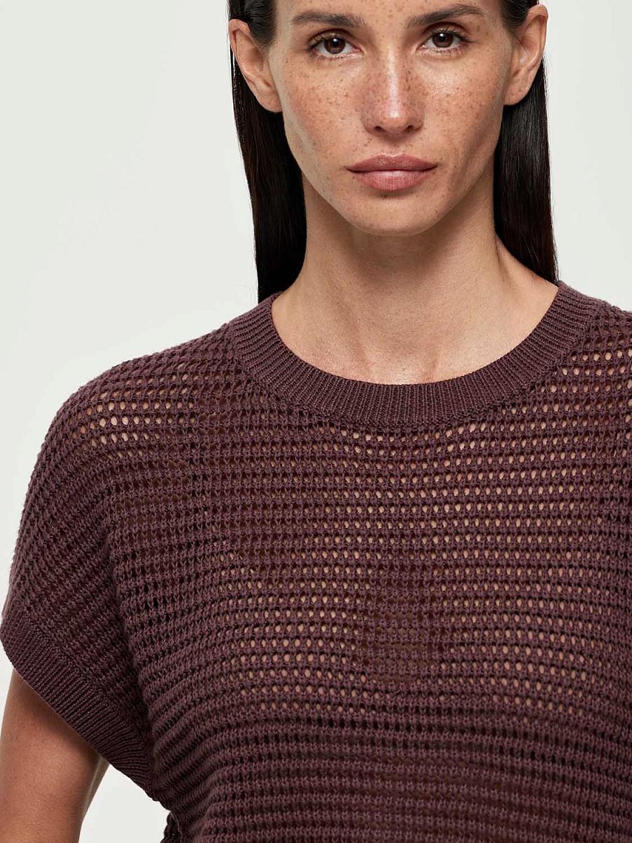 Вязаная блуза из хлопка и льна