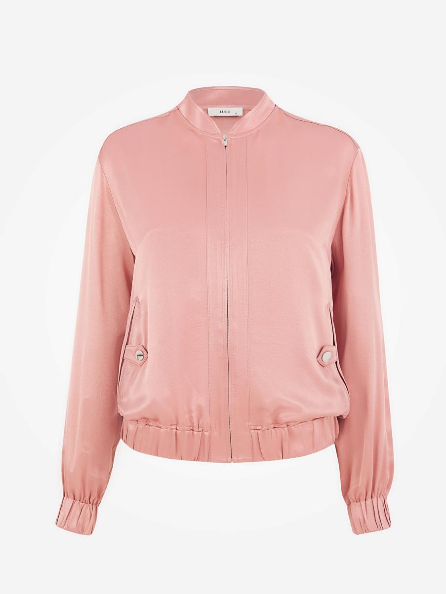 Атласный бомбер на молнии