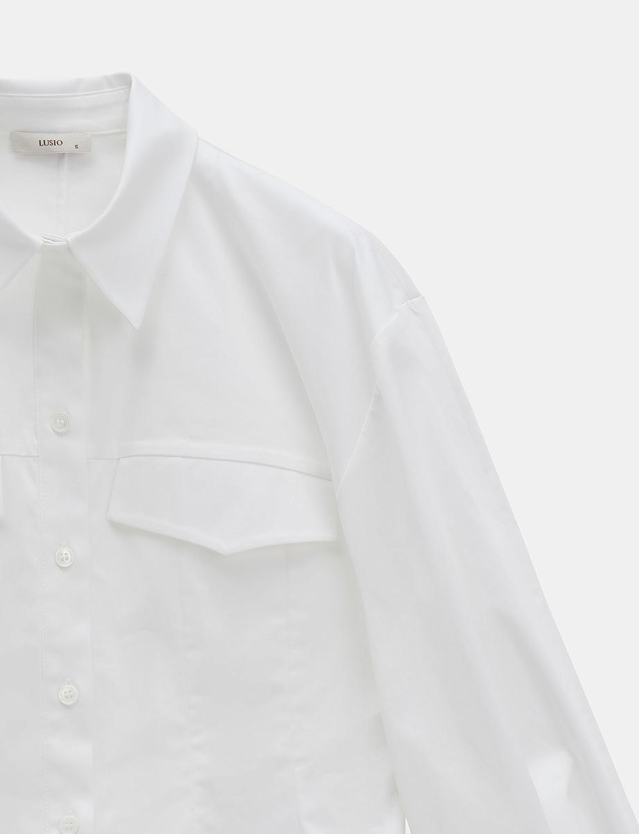 Хлопковая рубашка с объемными рукавами