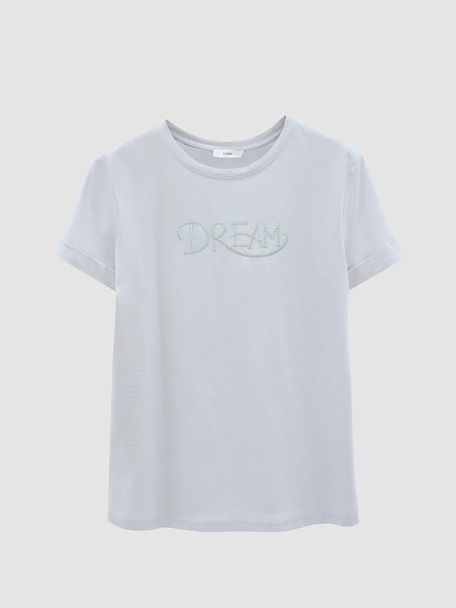 Хлопковая футболка полуприталенного кроя с принтом