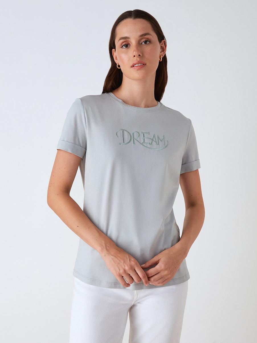 Хлопковая футболка полуприталенного кроя с принтом