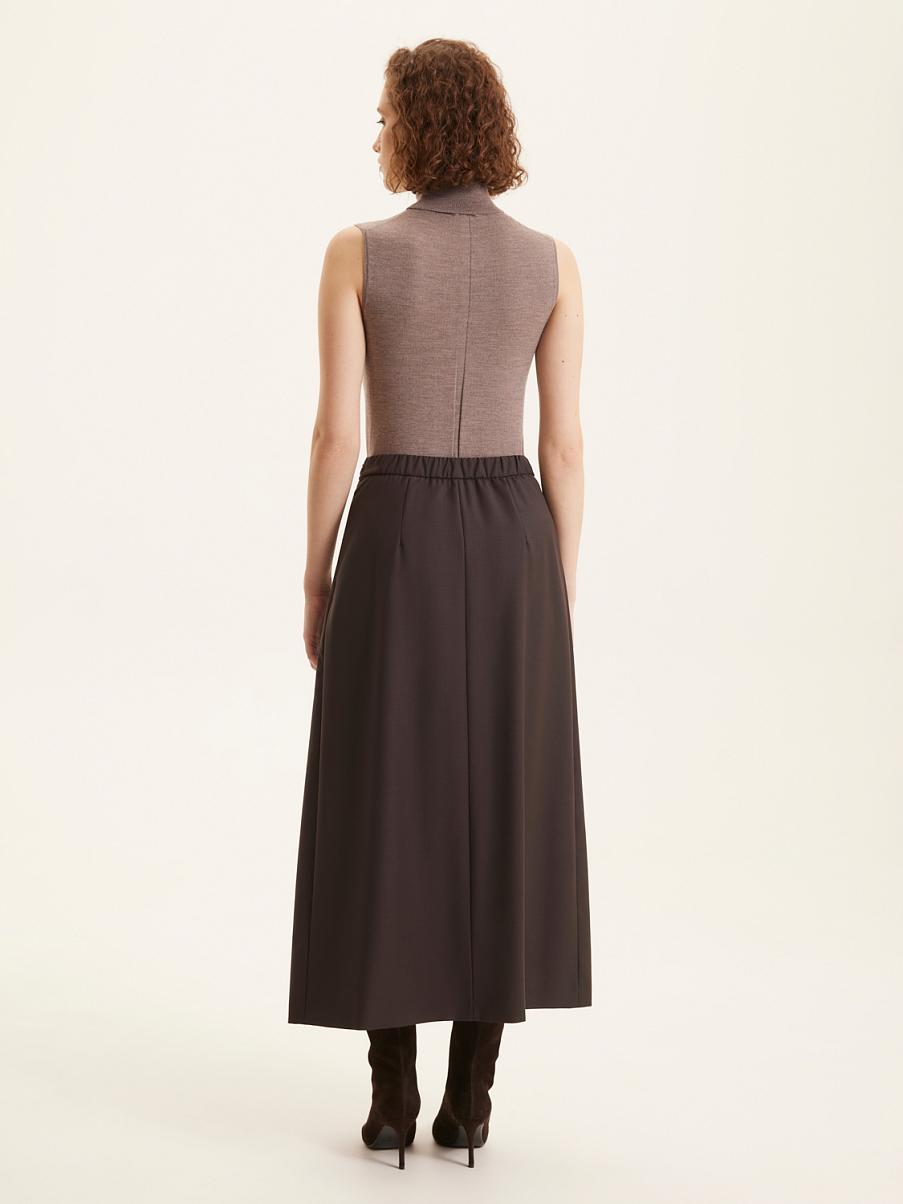 Юбка миди из шерсти со складкой