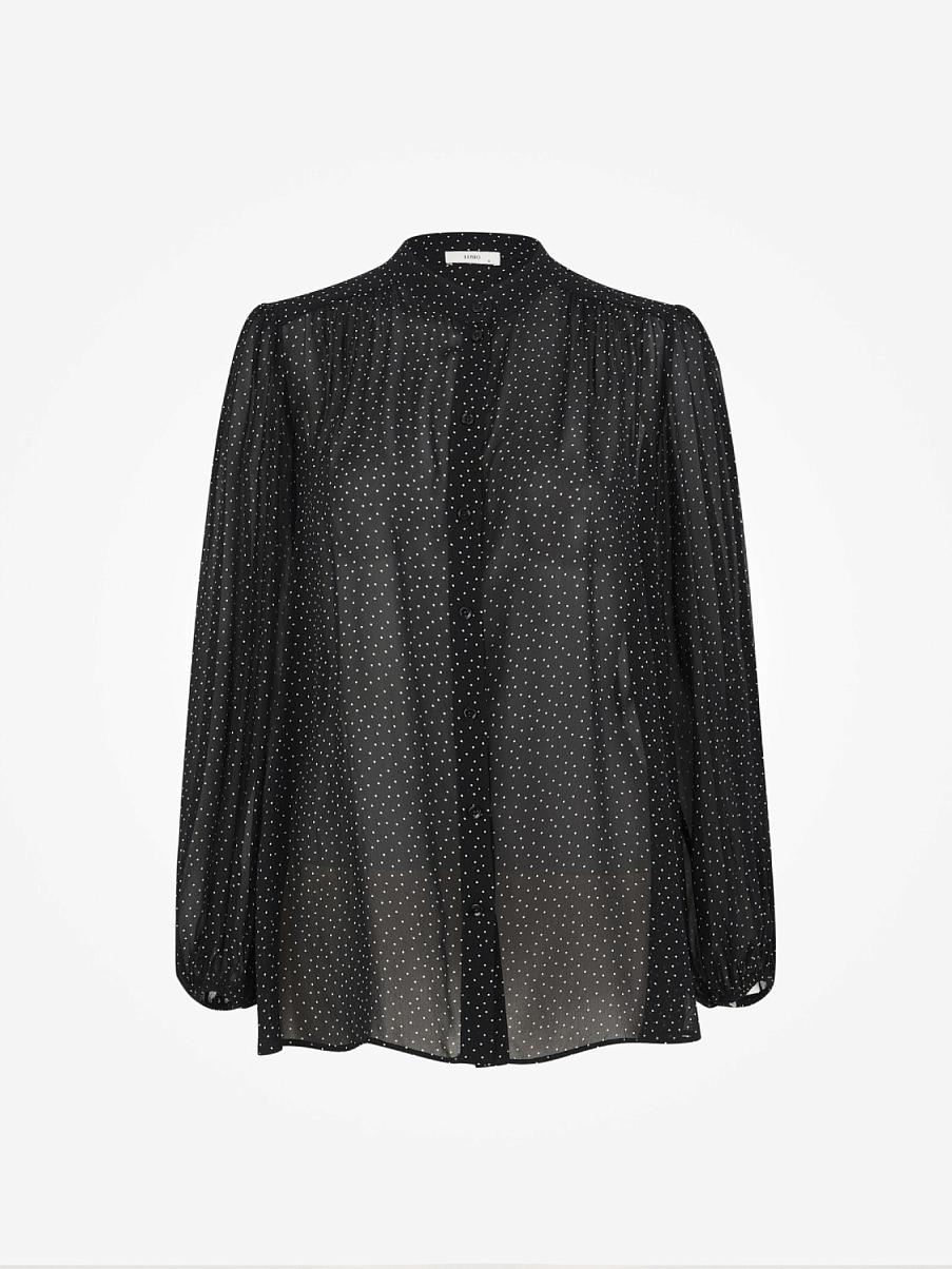 Блуза свободного кроя с узором в горошек