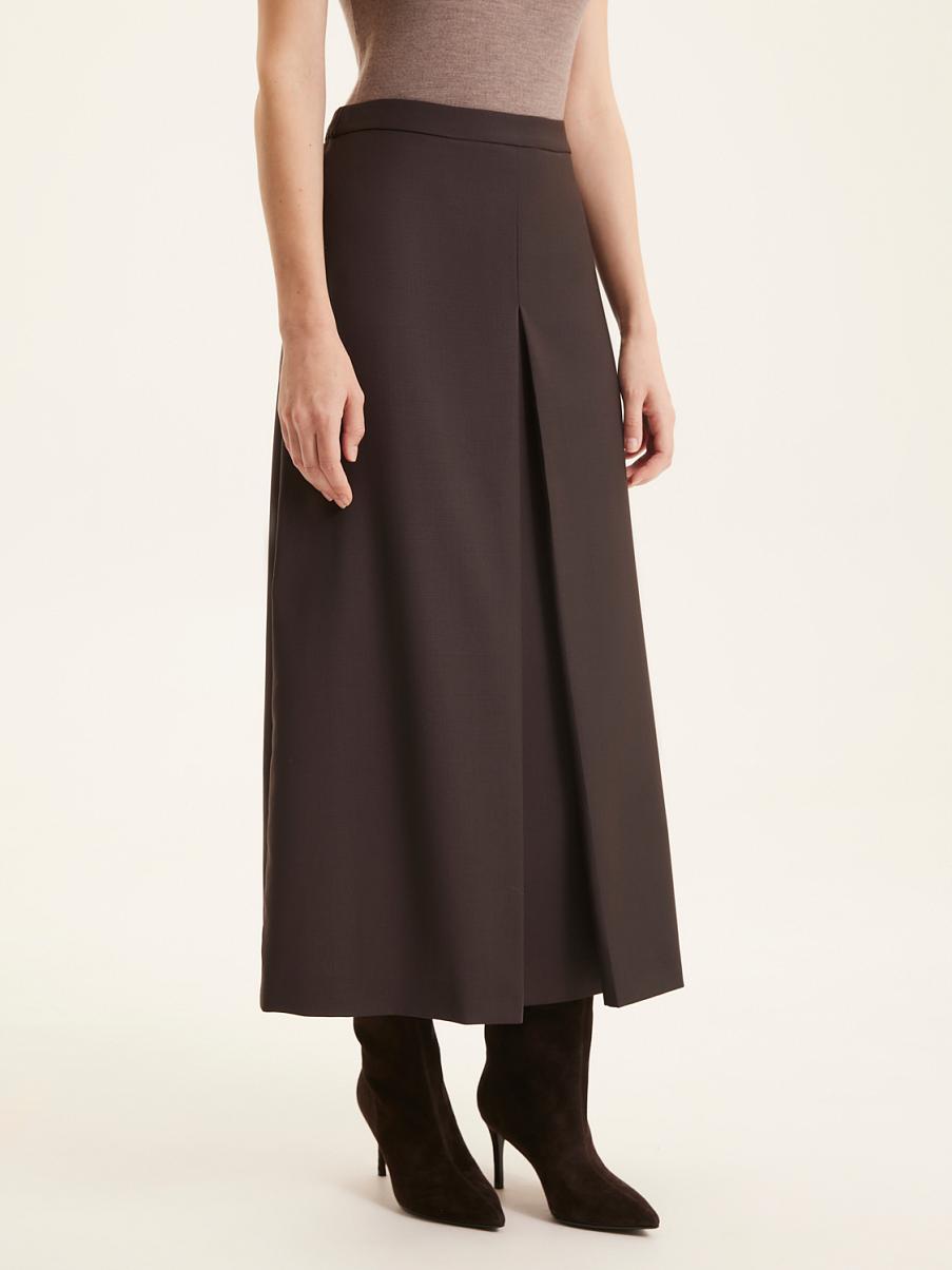 Юбка миди из шерсти со складкой