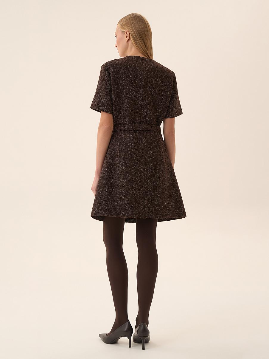 Платье с коротким рукавом из ткани букле