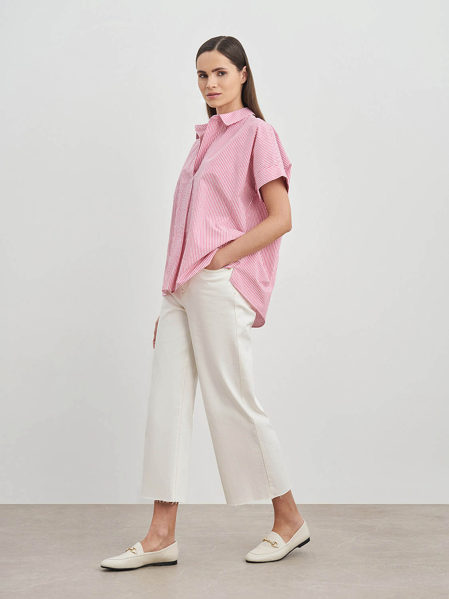 Хлопковая рубашка оверсайз в полоску