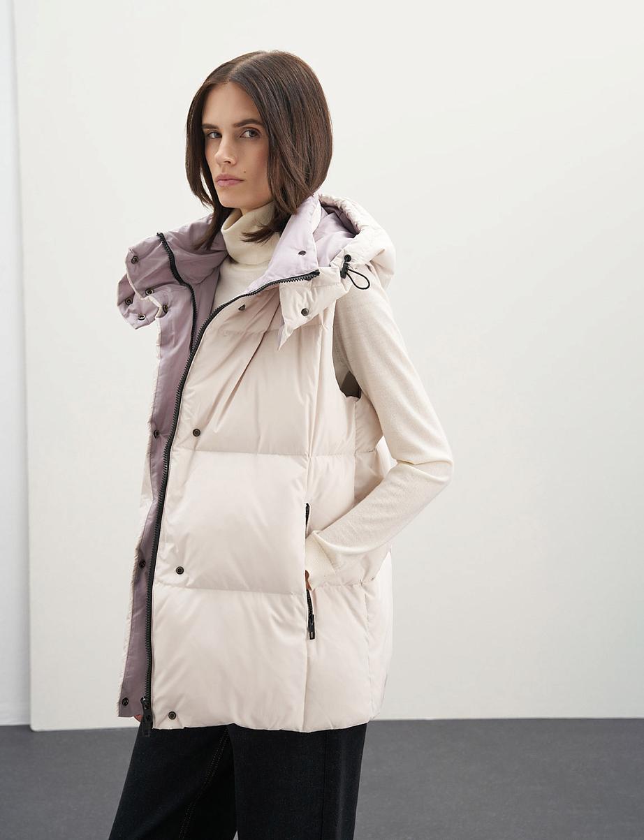 Удлиненная жилетка из пуха и пера утки