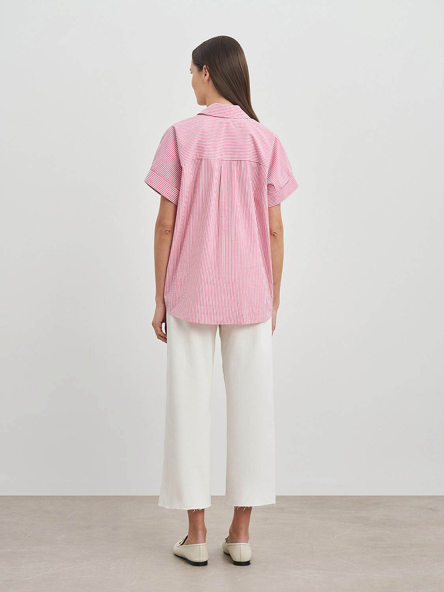 Хлопковая рубашка оверсайз в полоску