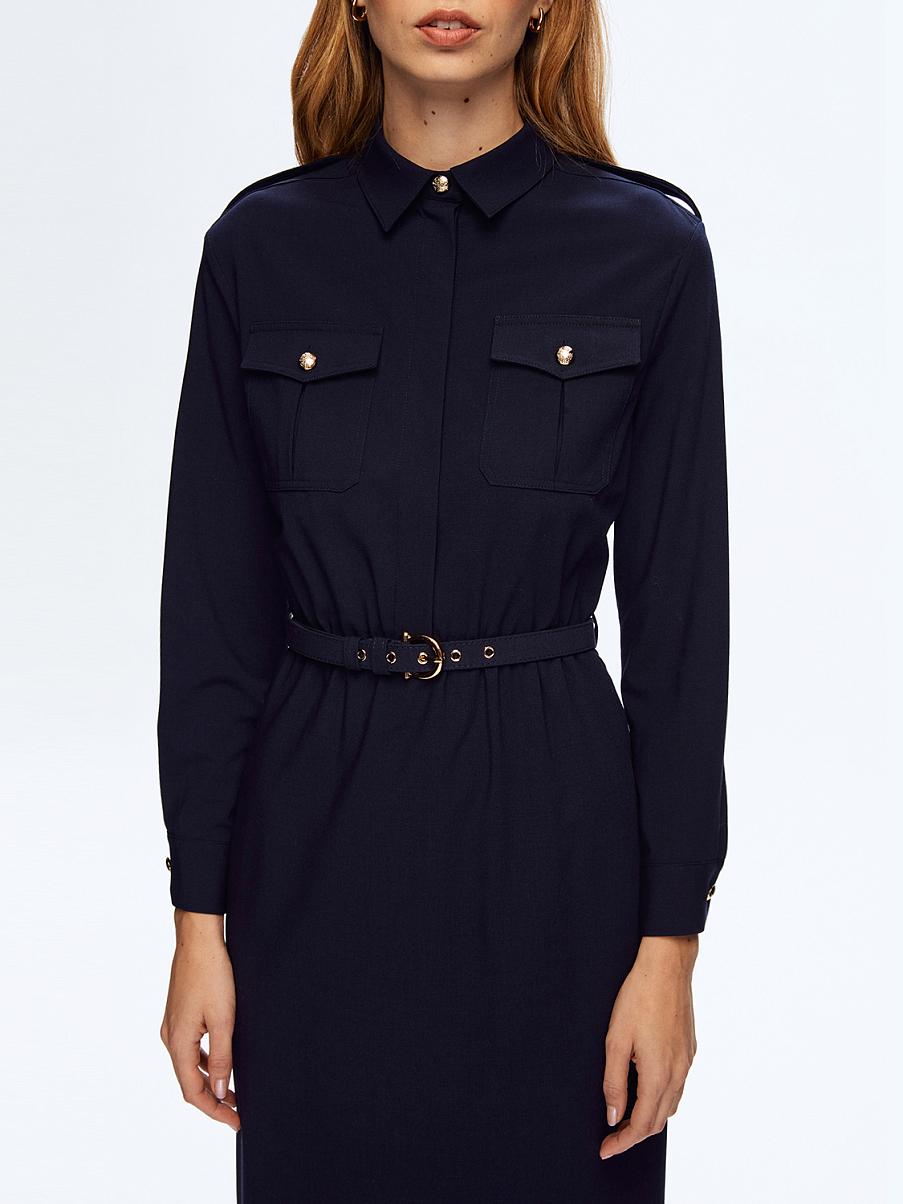 Платье рубашечного кроя с поясом