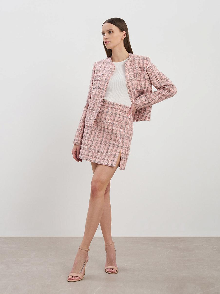 Твидовая юбка мини с разрезом