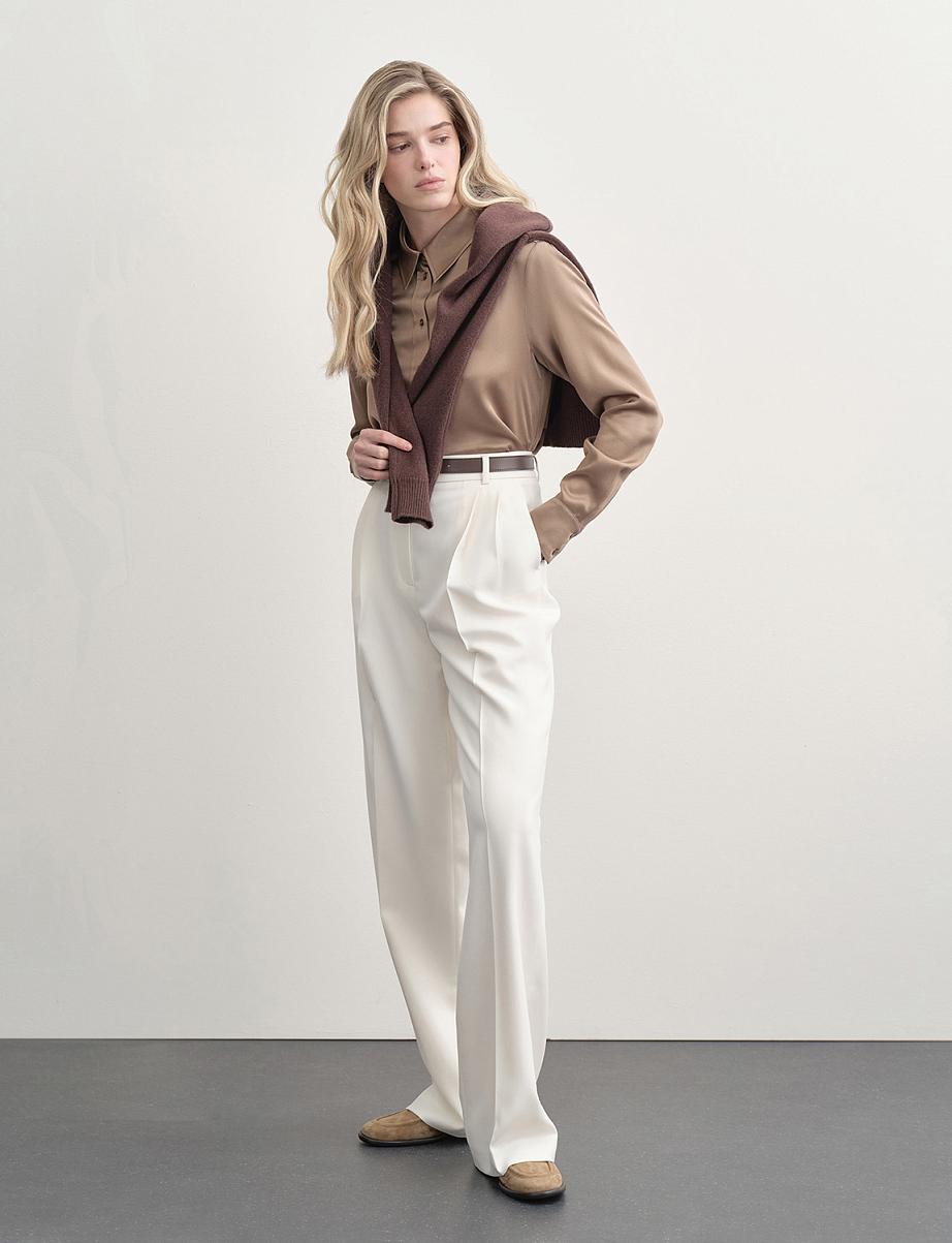 Атласная рубашка прямого кроя