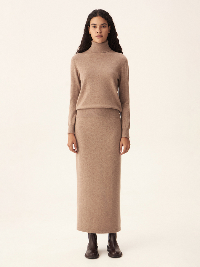 LWWS-812004 Юбка трикотажная (капучино, M)