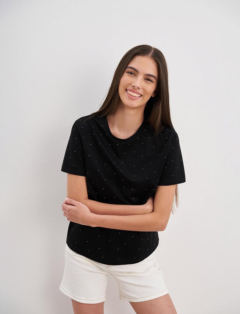 Футболка оверсайз из хлопка со стразами