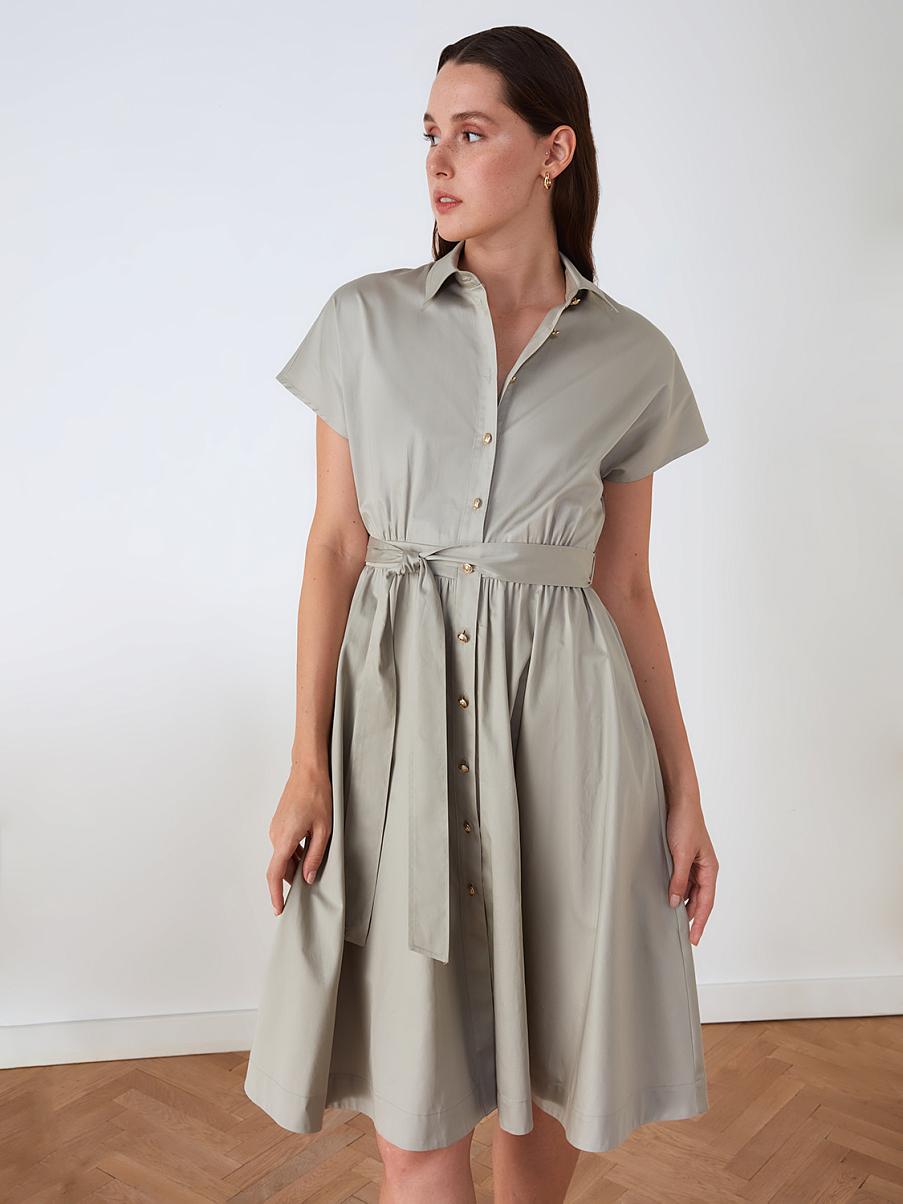 Хлопковое платье-рубашка с коротким рукавом