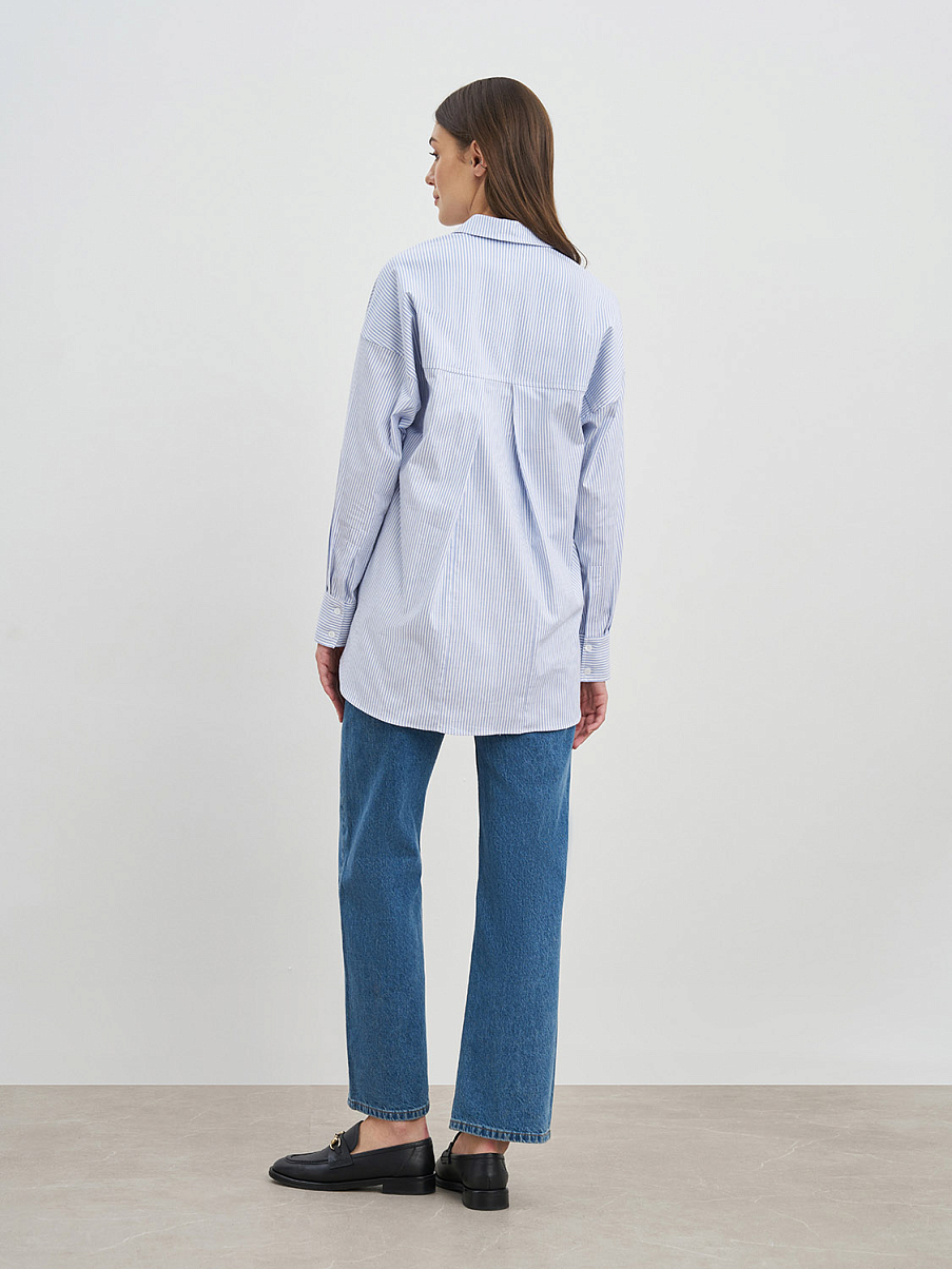 Асимметричная рубашка оверсайз из хлопка в полоску