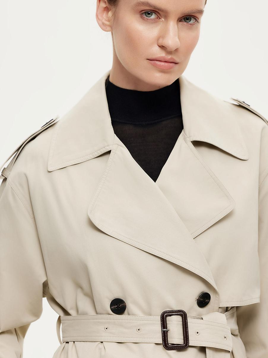 Укороченный хлопковый тренч с поясом